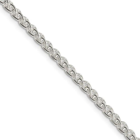 3mm Sterling Silver Round Solid Spiga Chain Necklace 26 Inch